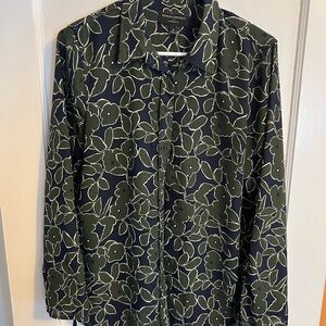 Banana Republic Dark Green Leaf Print Shirt